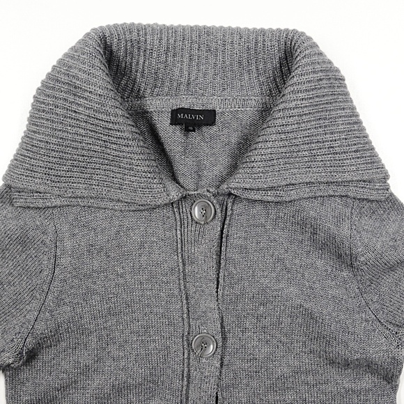 MALVIN ANTHRO Cardigan Tunic Length Sweater Alpaca Wool Gray Women Sz 10/Euro 40 - Picture 4 of 10